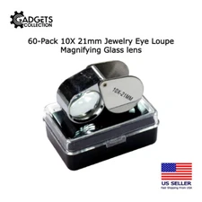 60-Pack 10X 21mm Jewelers Jewelry Eye Loupe Optical Magnifying Glass Lens Vision