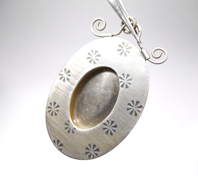 HANDARBEIT OVAL GEOMETRISCH FOTO BILDERRAHMEN ANHÄNGER CHARM STERLINGSILBER 925 