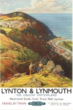 Lynton Lynmouth VINTAGE Railway POSTER Vernicular Railway DEVON ART PRINT A3 A4