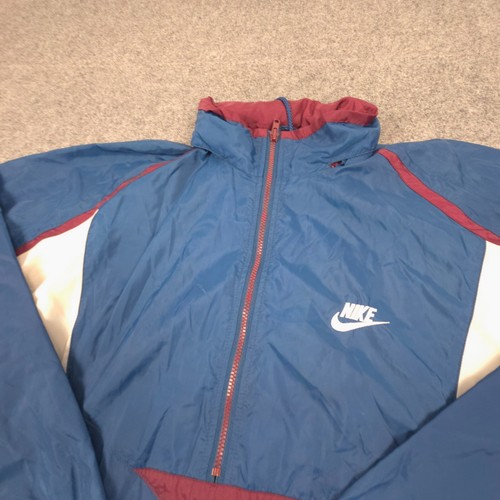 Vintage Nike Jacket Mens MEDIUM Blue 80's Windbreaker grey tag 1/2 Zip Size M - Picture 3 of 11