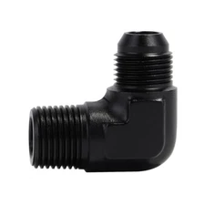 4AN to 1/4" NPT Male Flare 90 Degree Elbow Fitting Adapter Union Aluminum Black
