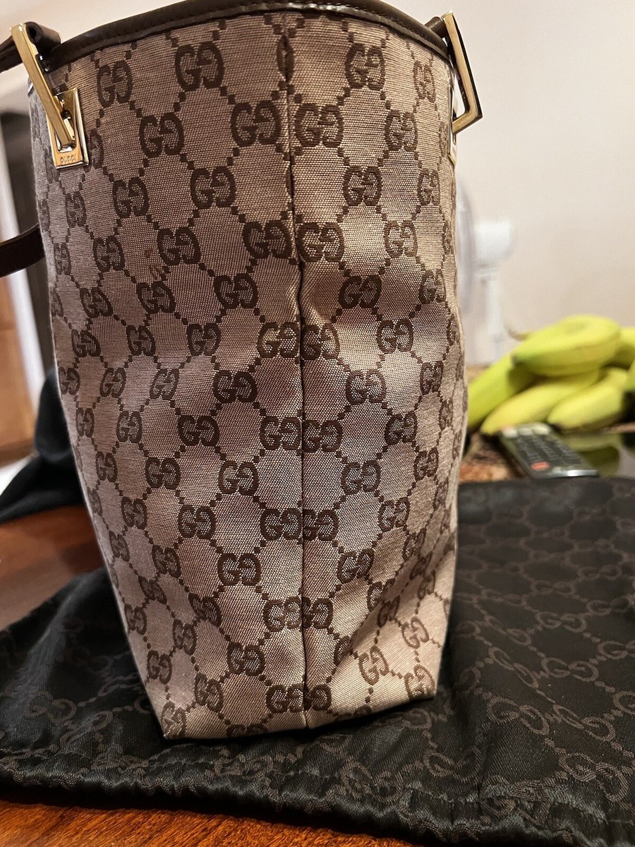 authentic Gucci Tote Bag 002 1099 002058 Gg Canvas Leather