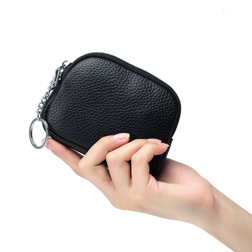 Women Genuine Leather Coin Purse with Key Chain Small Change