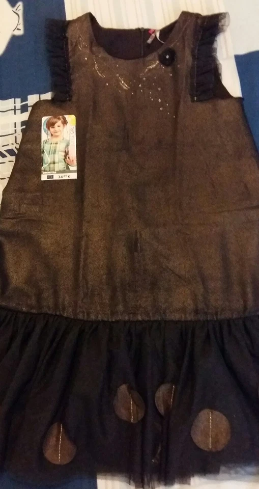 Vestido Dorada Y Negro Fiesta (Orchestra) 10 Años - Imagen 2 de 3