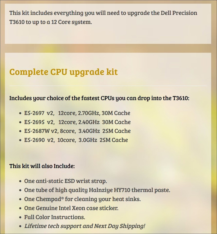 Dell Precision T3610 CPU Processor Upgrade Kit to 12 Cores E5-2697v2,E5 ...
