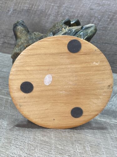 Bear Figure Head on Driftwood Hand Painted Composite 8” Tall Bronze Color - Picture 7 of 9