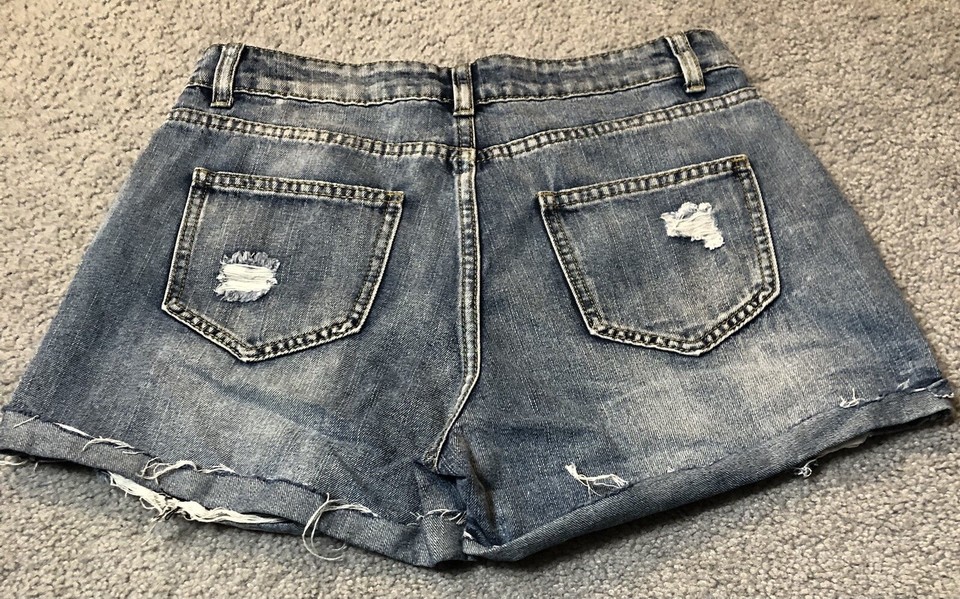 Jeans Women’s Distressed Denim Shorts L Cut Off HiRise Button Fly