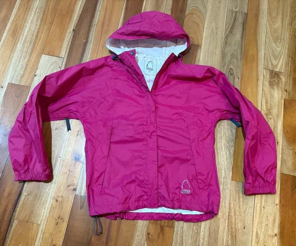 SIERRA DESIGNS WOMENS PINK NYLON HOOD PACKABLE RAIN SIZE SMALL VENTED JACKET - Image 2 of 4