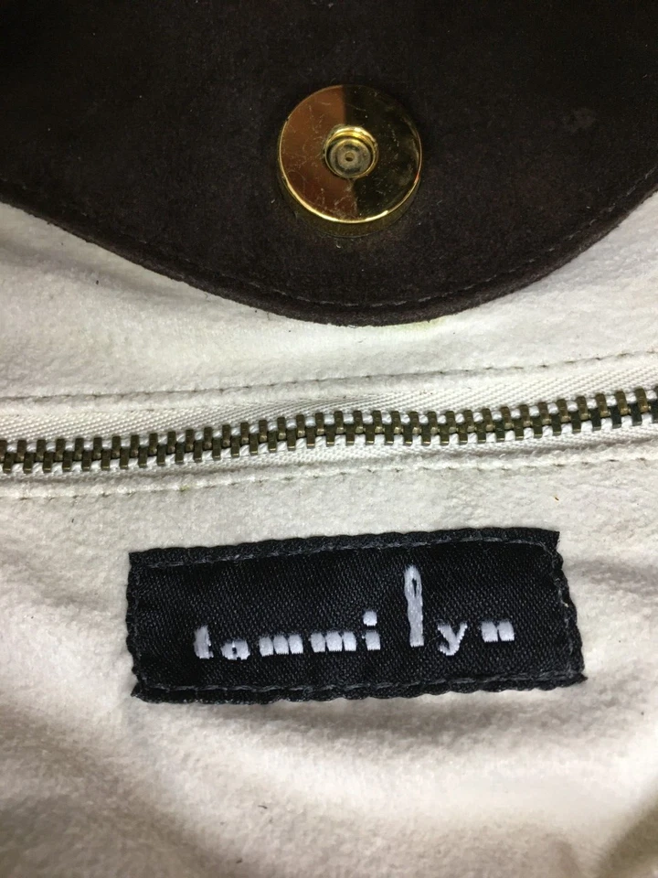 TAMMI LYN Marrón Oscuro Gamuza Multicolor Lentejuelas Signo de Paz Hobo Bolso de Mano Foto 2 de 4