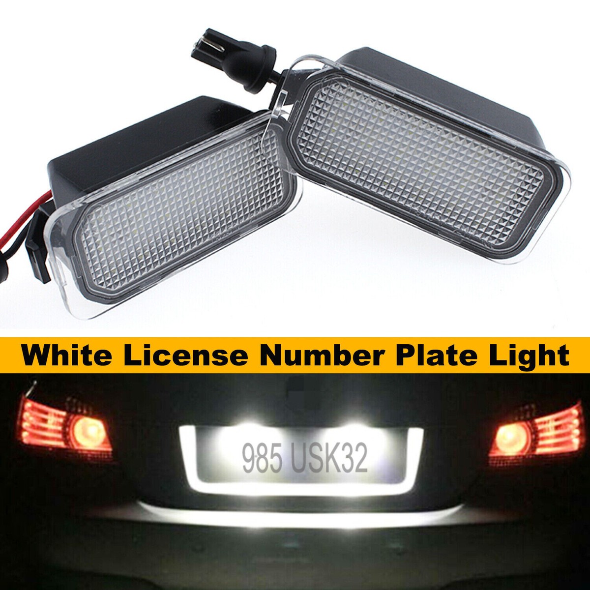 2pcs White LED License Plate Light For 2009-2015 Jaguar XJ XF Ford