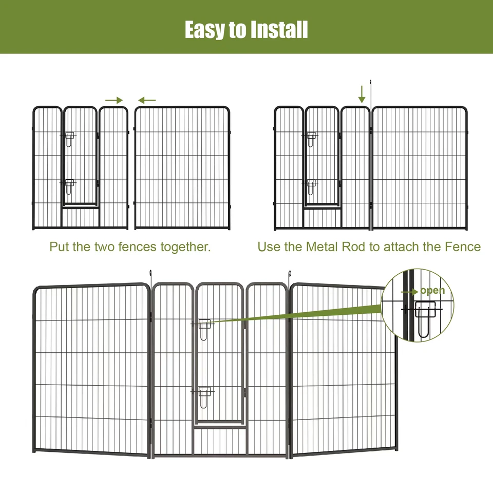 FunniHomi 40"" Altura Paneles Parque Infantil Exterior, Cerca Plegable para Perros con Puertas Foto 4 de 4
