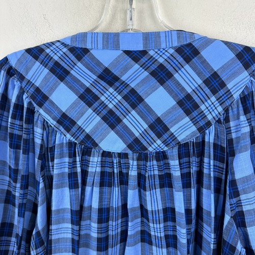 Draper james Button-Front Top in Midnight Plaid Blue Size M - Picture 10 of 11