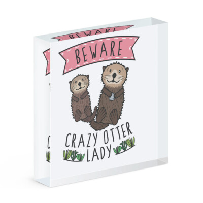 Beware Verrückte Otter Damen Acryl Foto Block Rahmen Lustig Tiere