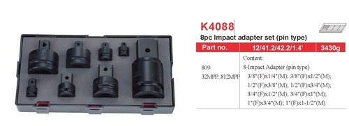 "Juego de 8 piezas Reductor adaptador tipo pin de impacto Force K4088: 1/4""-1.1/2"" Dr. - Imagen 4 de 4