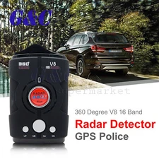 360° Full band Detection Voice Alert Car Anti Radar Gun Speed Detector V8