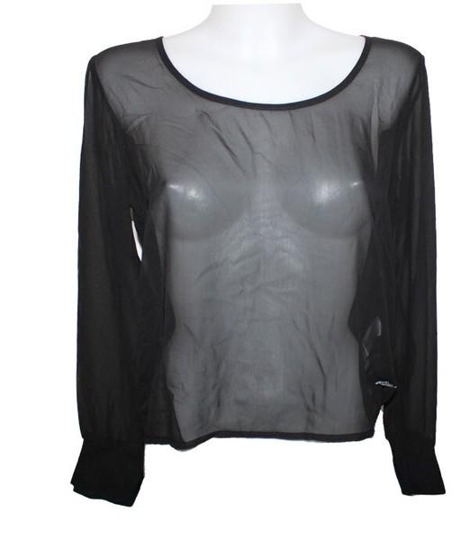 S3) Bluse Damenbluse Blusenshirt Transparent Schwarz Neighborhood Gr. 38 Neu-image