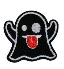 GLOW IN THE DARK - GHOST - EMBROIDERED IRON-ON/SEW-ON PATCHES