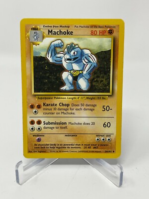 Pokemon Base Set Machoke 34/102 Non-Holo Lightly Played