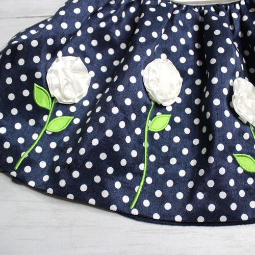 American Princess Vintage Baby Girl's Dress Size 6 Months Navy Blue White Flower - Picture 6 of 14