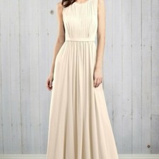 Jenny Yoo Vivienne Pleated Chiffon Gown Champagne size 8 NWT
