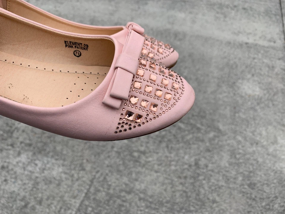 Zapatos planos de ballet BELLA MARIE charol rosa místico piedra brillante talla 7,5 👣b11 Foto 2 de 4