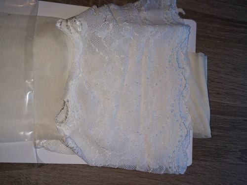 NEW Max Mara bridal 15den seduction white stay ups with silicon 14cm lace size M - 第 1/4 張圖片