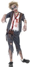 Zombie Monster Scary School Boy Kids Childs Halloween Fancy Dress Costume 7-14
