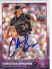 CHRISTIAN BERGMAN COLORADO ROCKIES SIGNED TOPPS BASEBALL CARD SEATTLE MARINERS