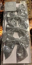 Silver Bows Winter Wonder Lane Ornaments  4 - Lots of 4packs