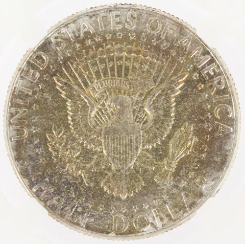 1964 P Kennedy Silver Half Dollar 50C NGC MS64 Nice Reverse End Roll Toning