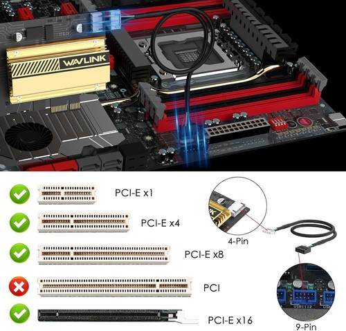 WiFi 6E PCIe AX5400M WiFi Card, Network Card Tri-Band AX210 Wireless Adapter wit - Picture 6 of 9
