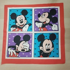 Disney Mickey Mouse Quad Handkerchief Bandana Scarf Fabric Vintage JA Woronowicz