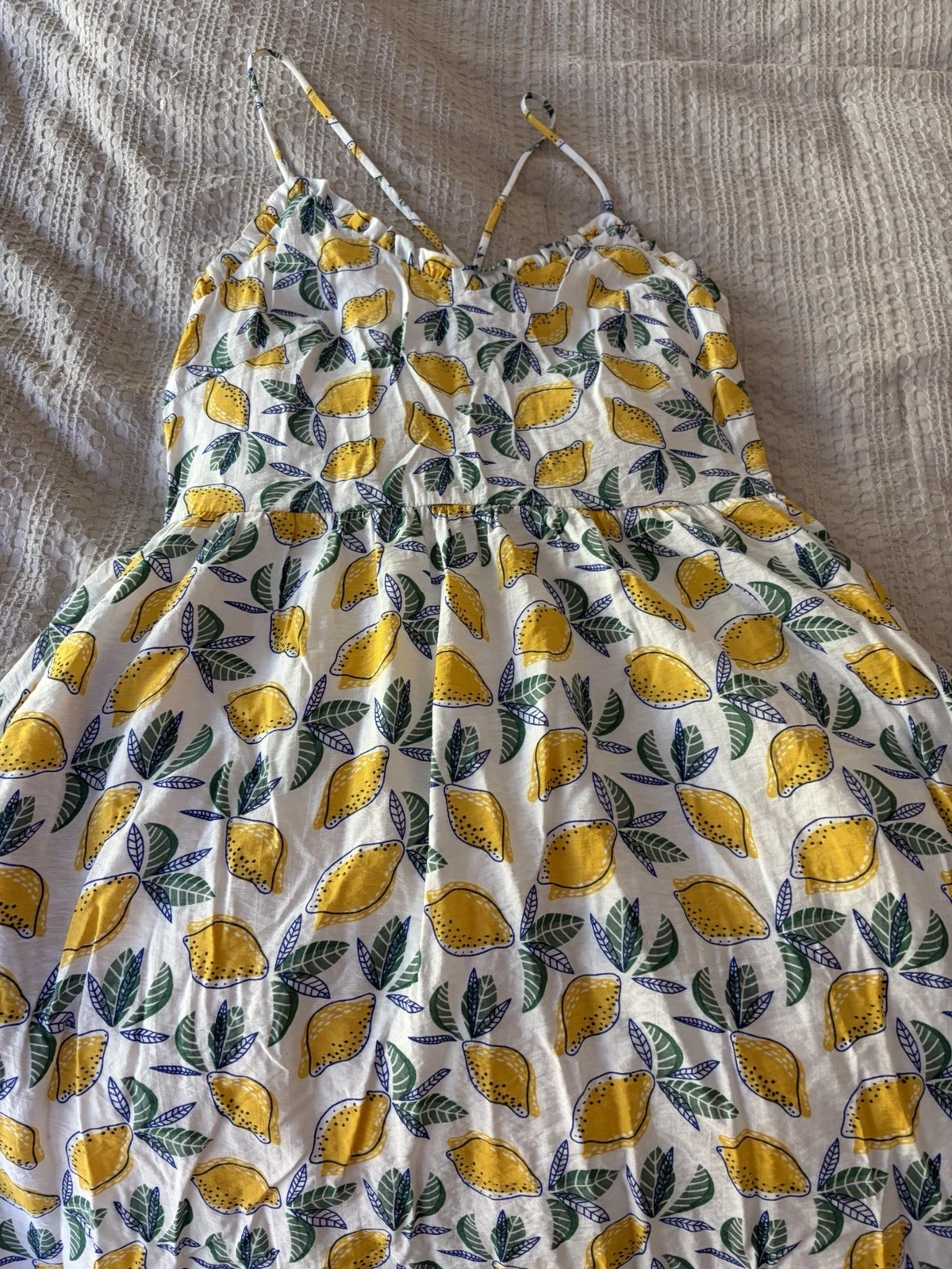joy joy Lemon Print Strappy Sundress Short Dress S White Yellow Green
Opens in a new window or tab