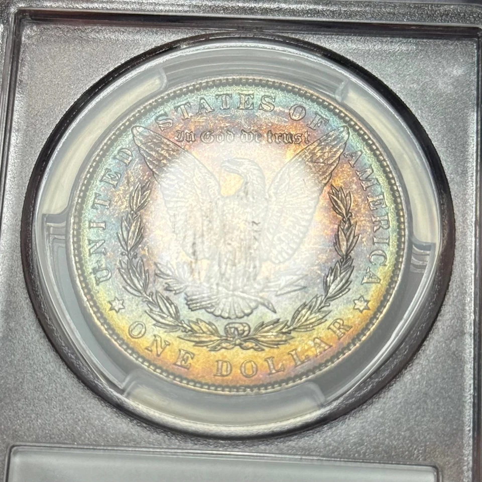1887 $1 MS64 PCGS CAC Toned Morgan Dollar - Lovely Double Sided Rainbow Toning - Image 3 of 4