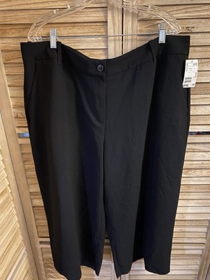 H&M Women's Plus Size 20 Black Dressy Cropped Pants Wide Leg Pockets NWT