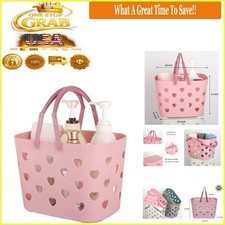 Pink Portable Shower Caddy Tote Organizer Bin for Bathroom and Travel