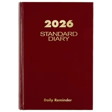 AT-A-GLANCE Standard Diary 2026 Daily Reminder Red Medium 5 3/4" x 8 1/4"