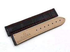 Omega Speedmaster Genuine Alligator Strap Black 20/18mm Accessories Spare Parts New