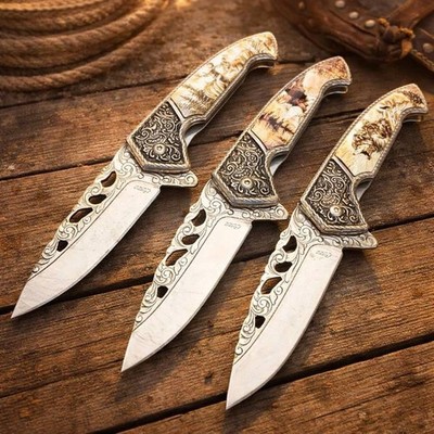 Wilderness Collectible Framelock Folding Outdoor Pocket Knife Deer, Eagle, Wolf