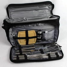 Insulated Cooler Picnic Bag w/Utensils 12 Piece Black Russell Cellular Logo