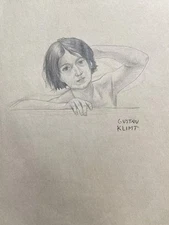 Gustav Klimt COA Painting Original Drawing Signed Art on Paper