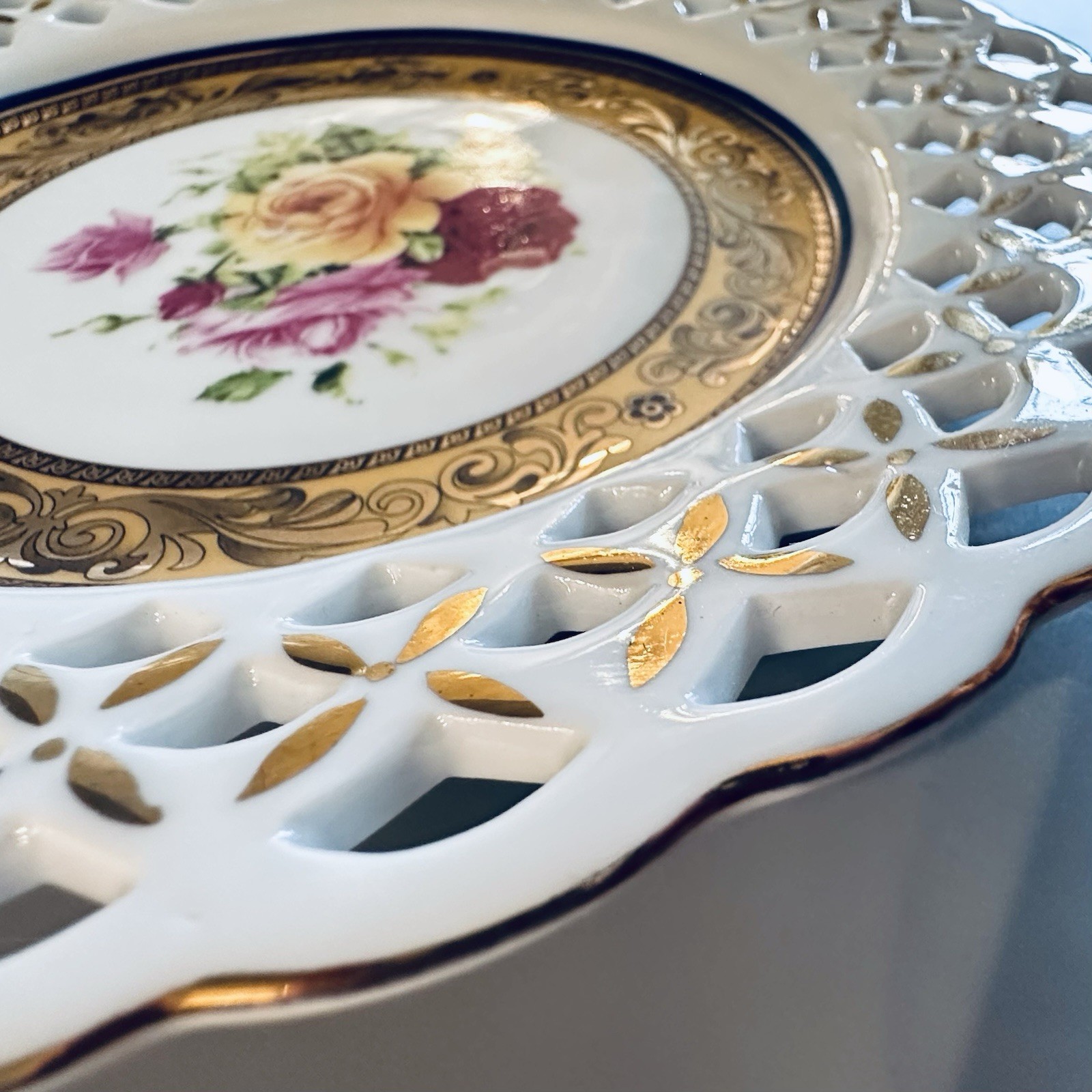 3 Vtg Mismatched China SALAD Luncheon Plates Plate Mixed Floral Pink Gold White