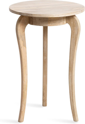 Mariona Coastal Mango Wood Round Side Table, Light Natural