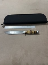 Vintage Nice Unmarked 8 Inch Fuller Blade Bowie Knife Stag with many Spacers