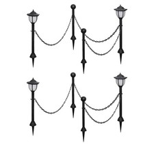 WALPLUS Solar Fence Lights 4 pcs with Chains and Ground Poles Set