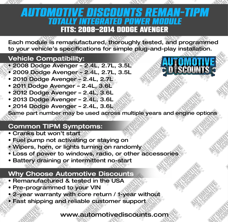 Dodge Avenger 2013 OEM reconstruido Tipm 04692346 programado listo para plug & play Foto 4 de 4