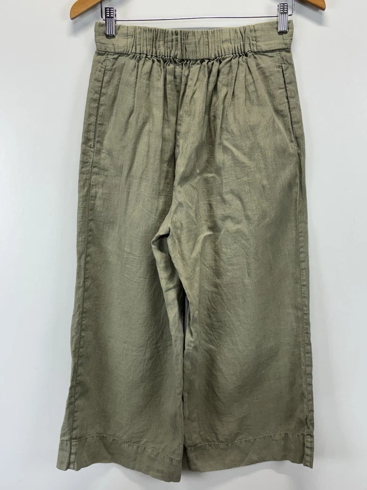 Pantalones cortos Lou & Grey de lino de pierna ancha talla mediana para mujer verde salvia  Foto 3 de 4
