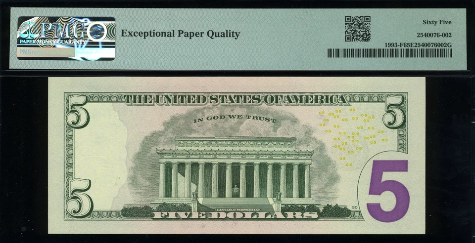 2006 $5 FRN I F22222222C P.M.G #65EPQ - Image 2 of 3