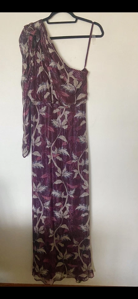 Женское платье макси BCBGMAXAZRIA на одно плечо с цветочным принтом сзади на молнии размер 10 - Изображение 2 из 4