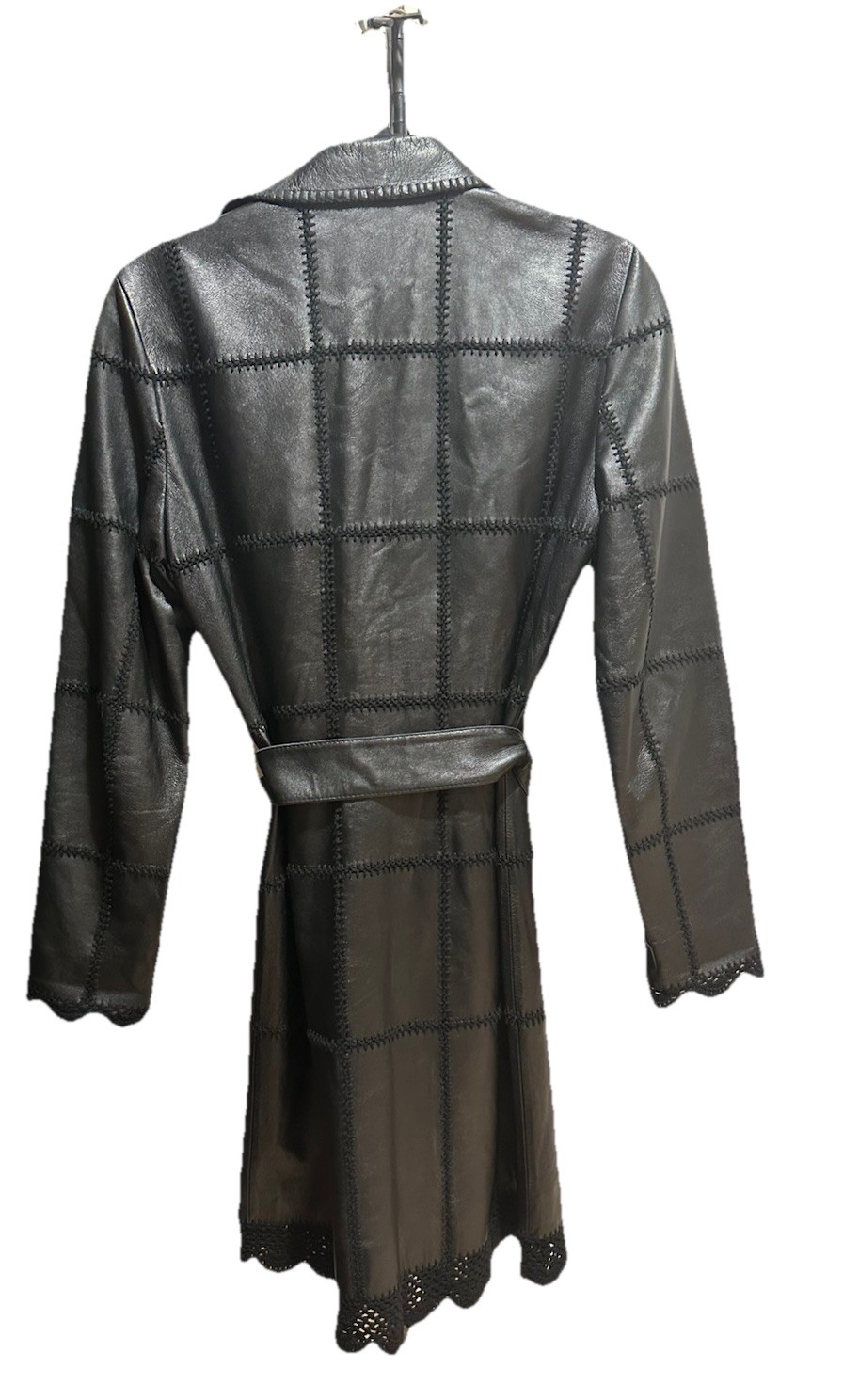 Vtg Y2K/Cache /Lambskin Leather Patchwork Belted … - image 10